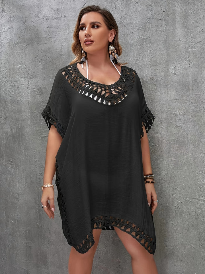 Women's Boho Beach Cover-Up Sleeveless Hollow Hand Hook Knit  Summer V-Neck Pullover