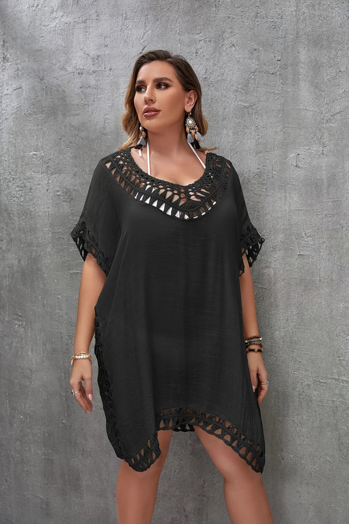 Women's Boho Beach Cover-Up Sleeveless Hollow Hand Hook Knit  Summer V-Neck Pullover