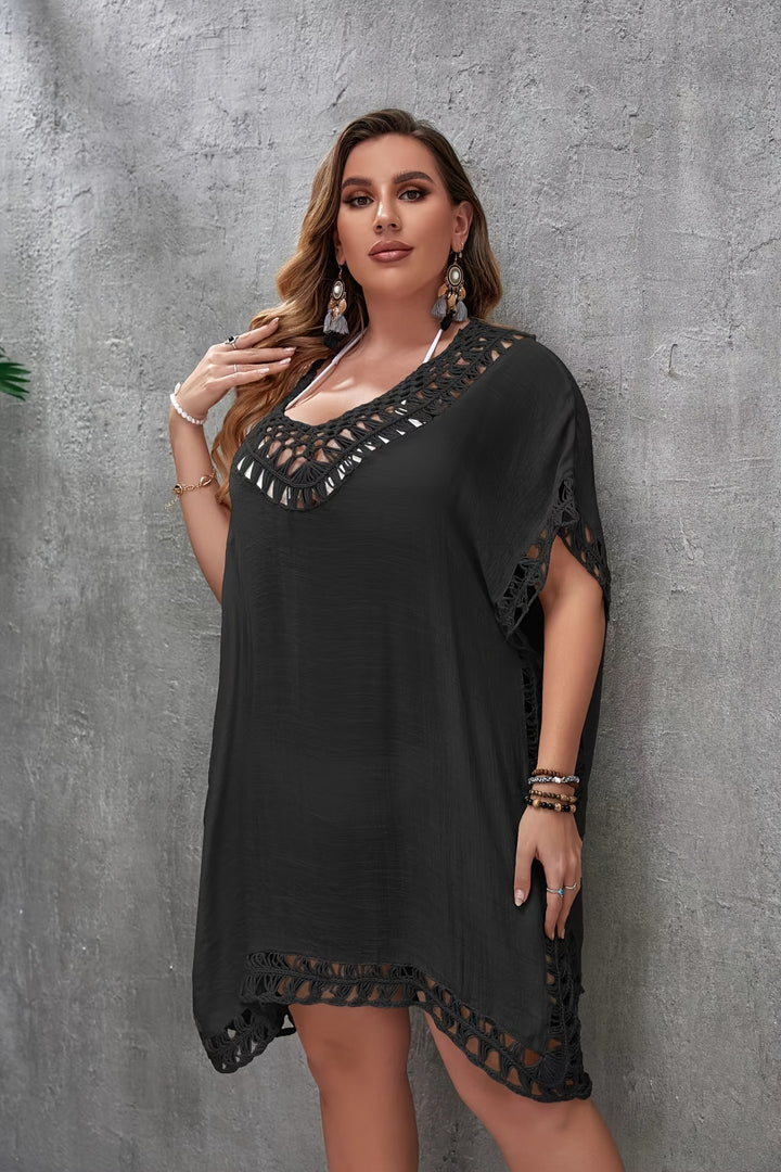 Women's Boho Beach Cover-Up Sleeveless Hollow Hand Hook Knit  Summer V-Neck Pullover