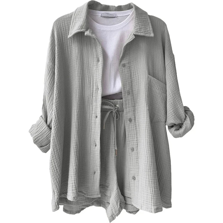 Women's Summer Muslin Two-Piece Suit – Casual Short Set Beach Outfit
