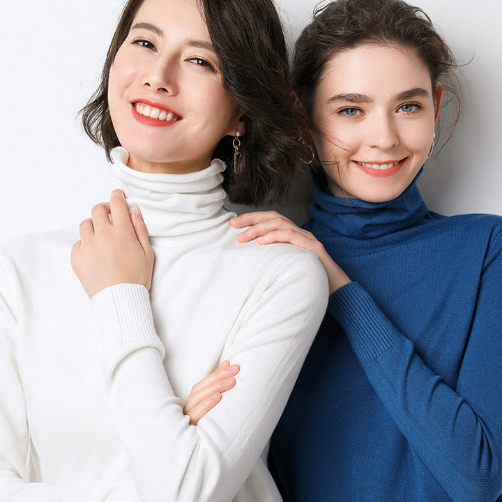 Women's Turtleneck Sweater – Warm Winter Slim Fit Korean Stretch Cashmere Pullover
