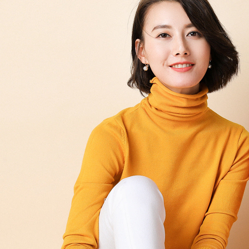 Women's Turtleneck Sweater – Warm Winter Slim Fit Korean Stretch Cashmere Pullover