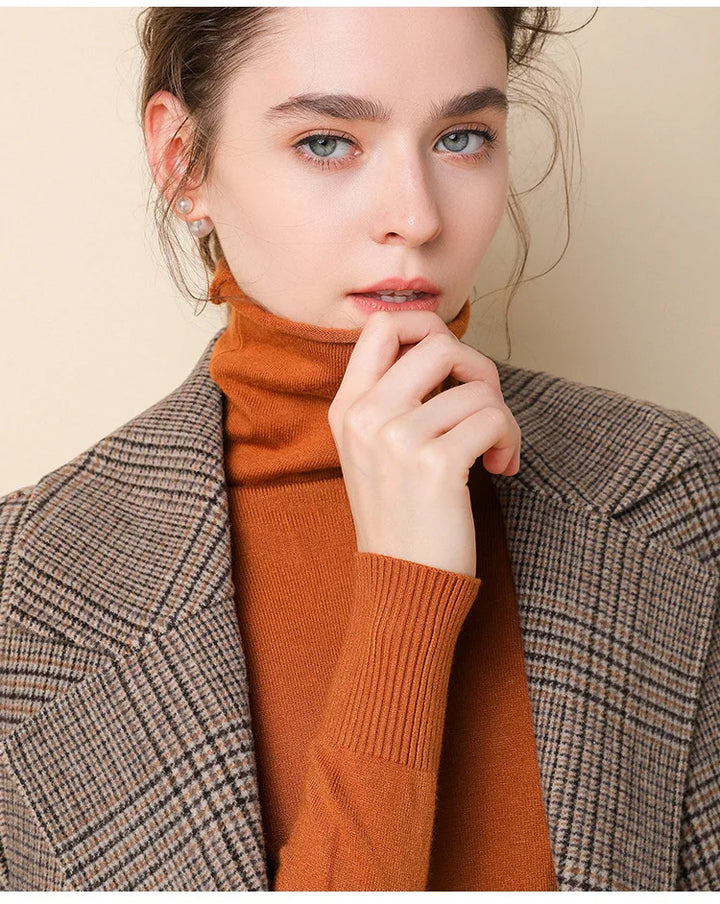 Women's Turtleneck Sweater – Warm Winter Slim Fit Korean Stretch Cashmere Pullover