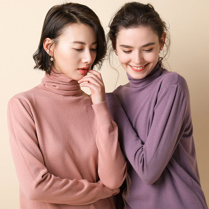 Women's Turtleneck Sweater – Warm Winter Slim Fit Korean Stretch Cashmere Pullover