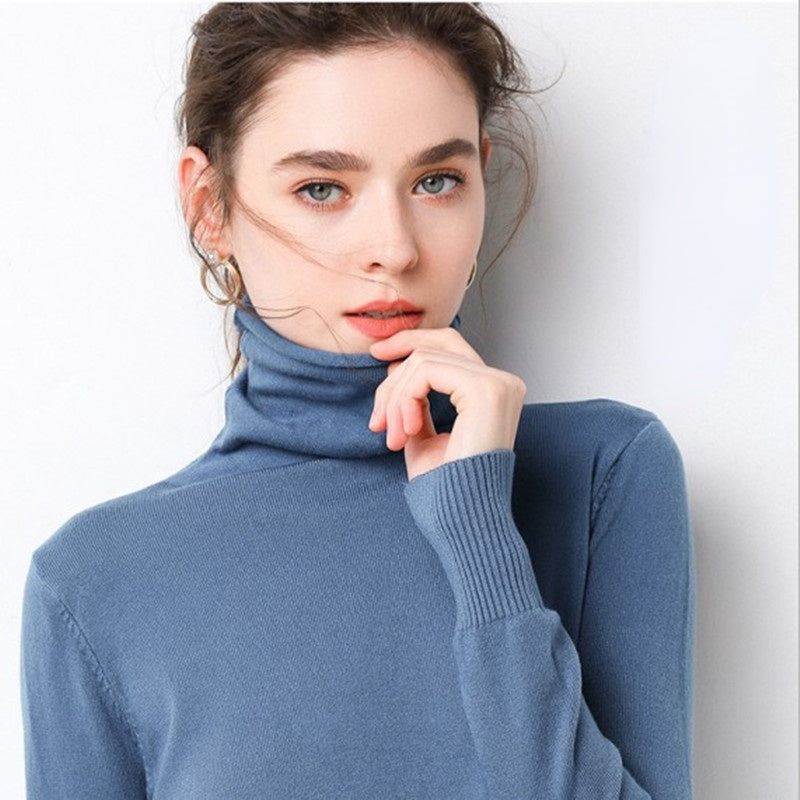 Women's Turtleneck Sweater – Warm Winter Slim Fit Korean Stretch Cashmere Pullover