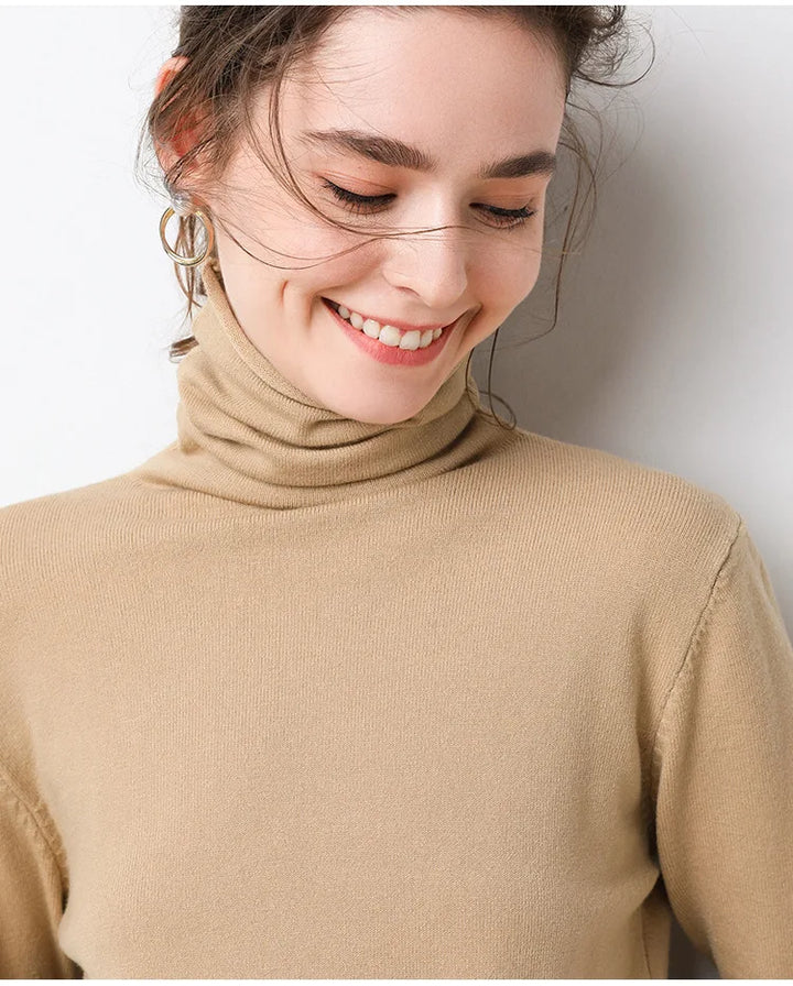 Women's Turtleneck Sweater – Warm Winter Slim Fit Korean Stretch Cashmere Pullover