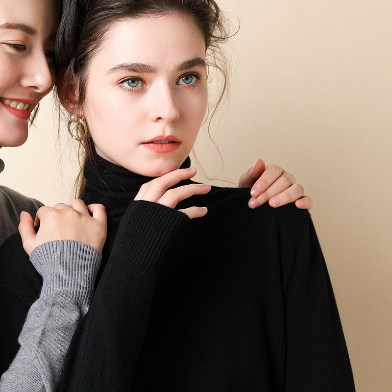 Women's Turtleneck Sweater – Warm Winter Slim Fit Korean Stretch Cashmere Pullover