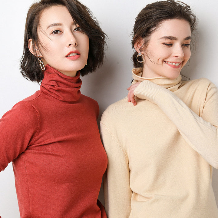 Women's Turtleneck Sweater – Warm Winter Slim Fit Korean Stretch Cashmere Pullover
