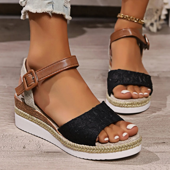 Women's Espadrille Wedge Sandals   Summer Openn Toe Roman Strap Sandals
