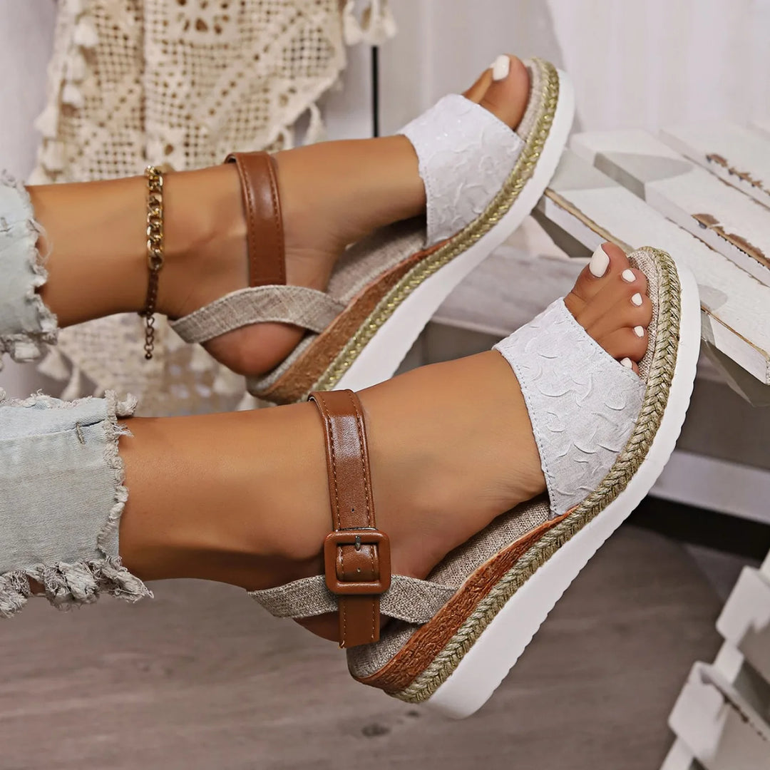 Women's Espadrille Wedge Sandals   Summer Openn Toe Roman Strap Sandals