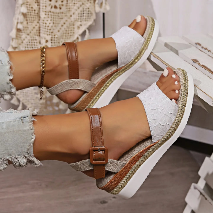 Women's Espadrille Wedge Sandals   Summer Openn Toe Roman Strap Sandals