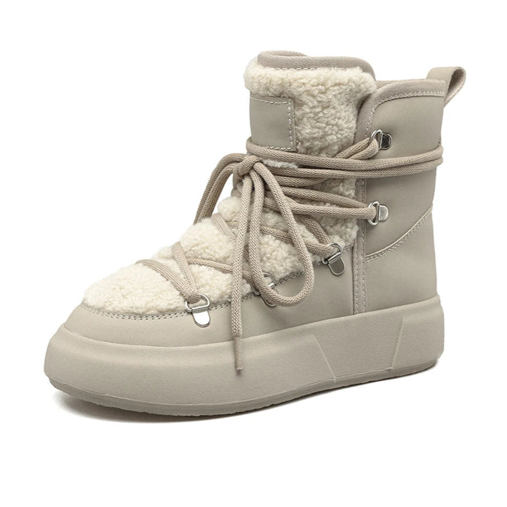 Smile Circle Women's Snow Boots – Winter Warm Plush Ankle Boots, Trendy & Casual Platform Shoes