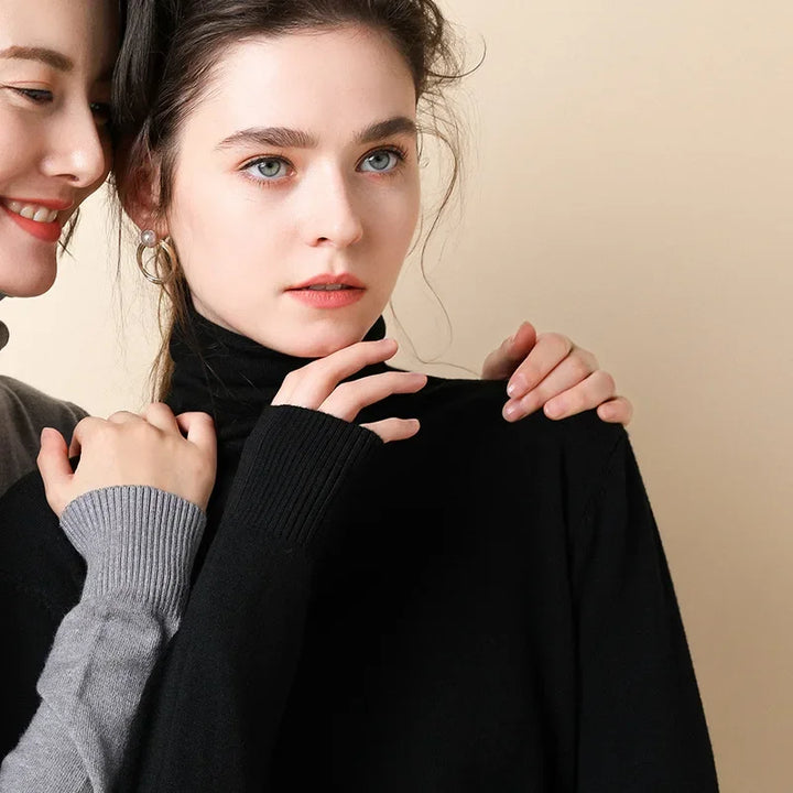 Women's Turtleneck Sweater – Warm Winter Slim Fit Korean Stretch Cashmere Pullover
