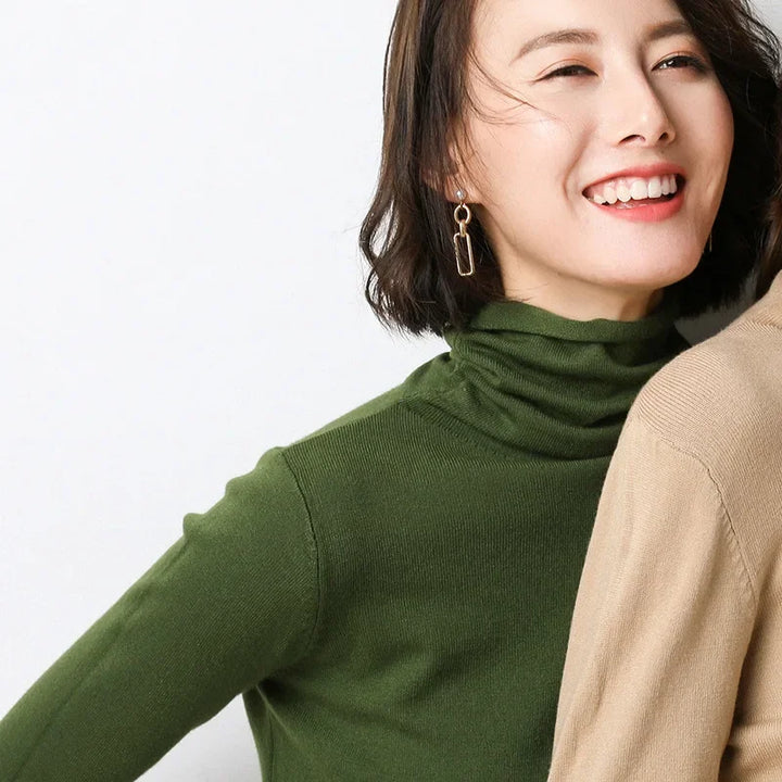 Women's Turtleneck Sweater – Warm Winter Slim Fit Korean Stretch Cashmere Pullover