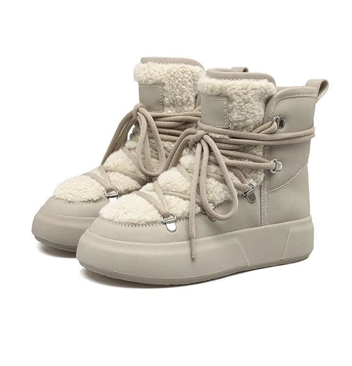 Smile Circle Women's Snow Boots – Winter Warm Plush Ankle Boots, Trendy & Casual Platform Shoes
