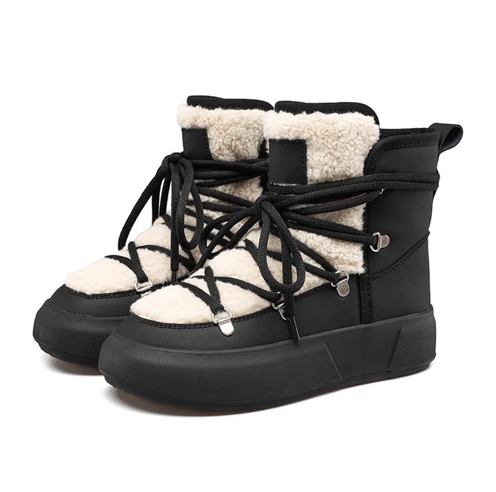Smile Circle Women's Snow Boots – Winter Warm Plush Ankle Boots, Trendy & Casual Platform Shoes