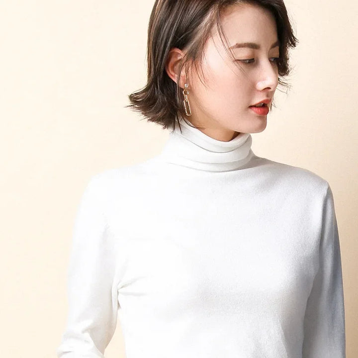 Women's Turtleneck Sweater – Warm Winter Slim Fit Korean Stretch Cashmere Pullover