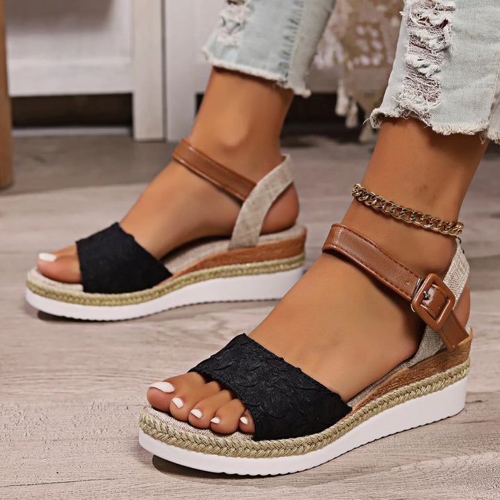 Women's Espadrille Wedge Sandals   Summer Openn Toe Roman Strap Sandals