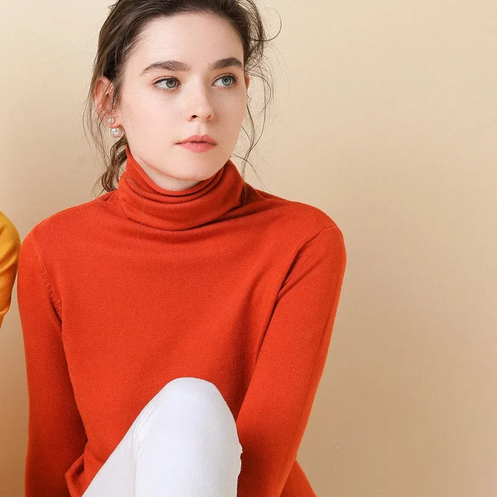 Women's Turtleneck Sweater – Warm Winter Slim Fit Korean Stretch Cashmere Pullover