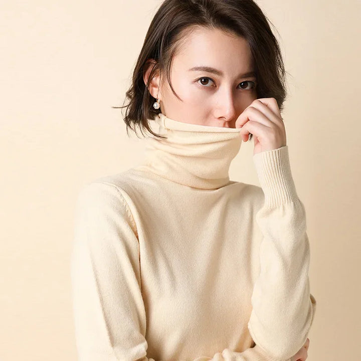 Women's Turtleneck Sweater – Warm Winter Slim Fit Korean Stretch Cashmere Pullover