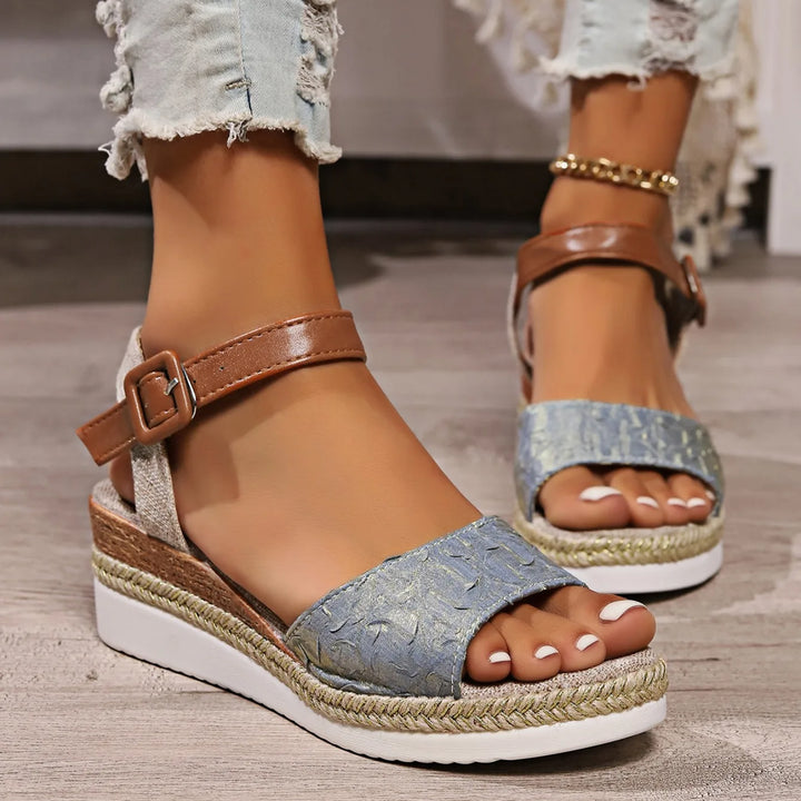 Women's Espadrille Wedge Sandals   Summer Openn Toe Roman Strap Sandals