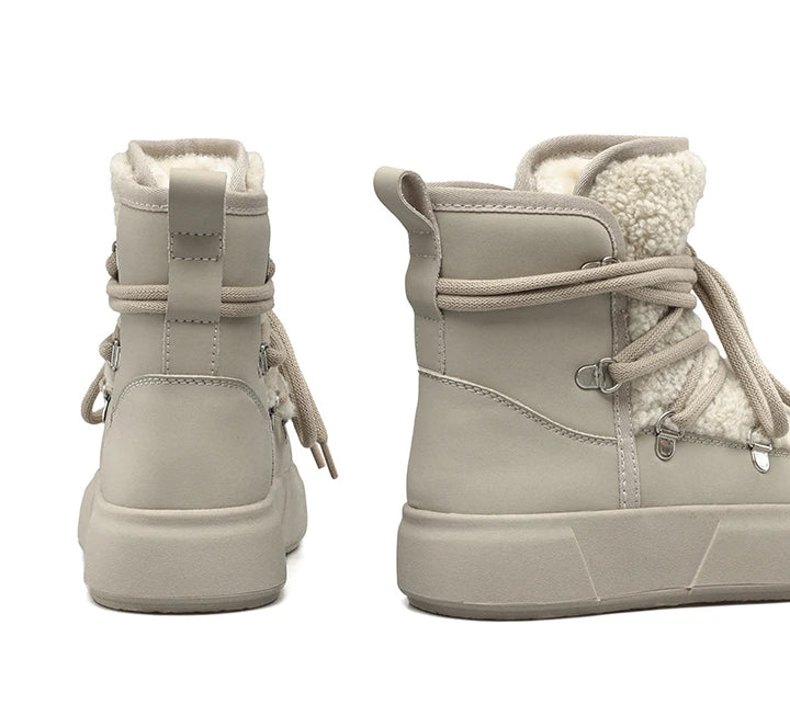 Smile Circle Women's Snow Boots – Winter Warm Plush Ankle Boots, Trendy & Casual Platform Shoes
