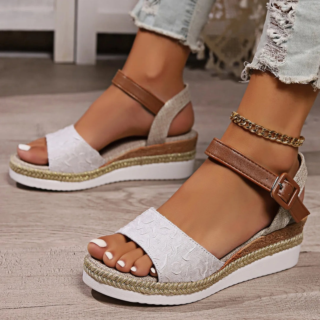 Women's Espadrille Wedge Sandals   Summer Openn Toe Roman Strap Sandals