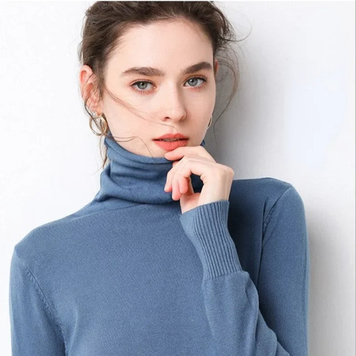 Women's Turtleneck Sweater – Warm Winter Slim Fit Korean Stretch Cashmere Pullover