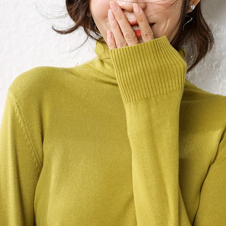 Women's Turtleneck Sweater – Warm Winter Slim Fit Korean Stretch Cashmere Pullover