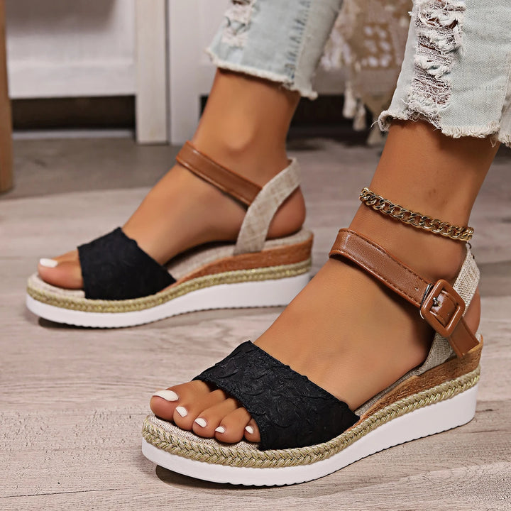 Women's Espadrille Wedge Sandals   Summer Openn Toe Roman Strap Sandals