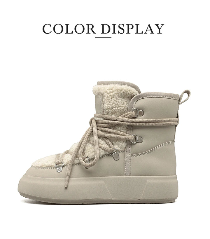 Smile Circle Women's Snow Boots – Winter Warm Plush Ankle Boots, Trendy & Casual Platform Shoes