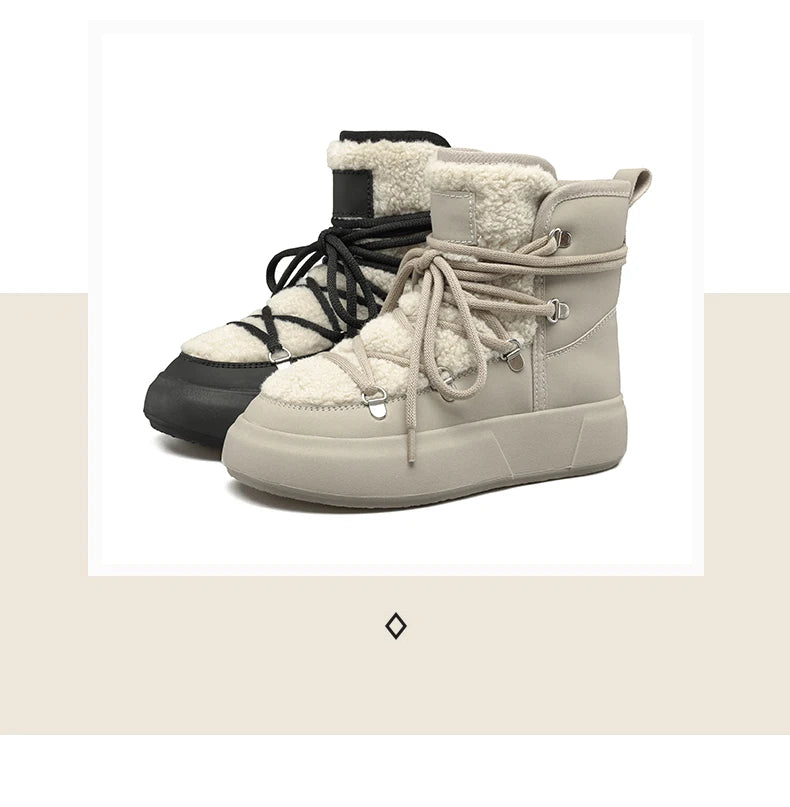 Smile Circle Women's Snow Boots – Winter Warm Plush Ankle Boots, Trendy & Casual Platform Shoes