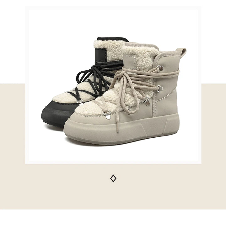Smile Circle Women's Snow Boots – Winter Warm Plush Ankle Boots, Trendy & Casual Platform Shoes