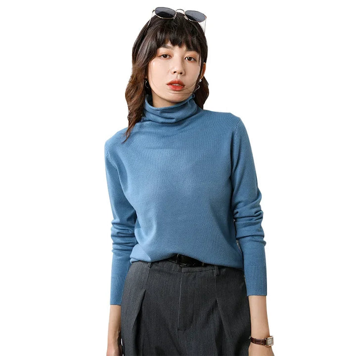 Women's Turtleneck Sweater – Warm Winter Slim Fit Korean Stretch Cashmere Pullover