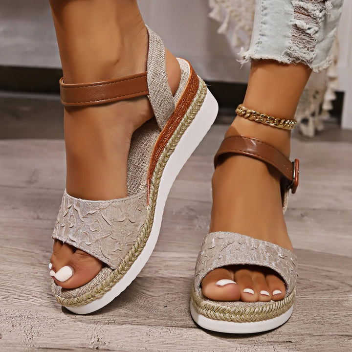 Women's Espadrille Wedge Sandals   Summer Openn Toe Roman Strap Sandals
