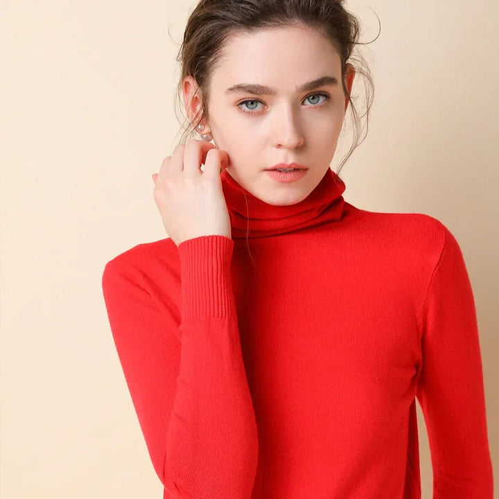 Women's Turtleneck Sweater – Warm Winter Slim Fit Korean Stretch Cashmere Pullover