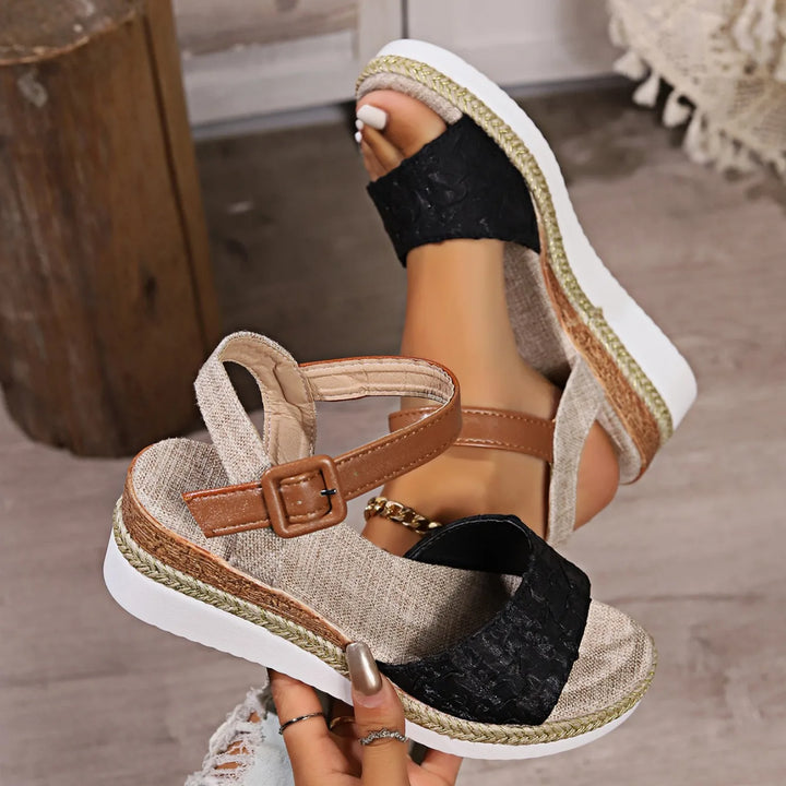 Women's Espadrille Wedge Sandals   Summer Openn Toe Roman Strap Sandals