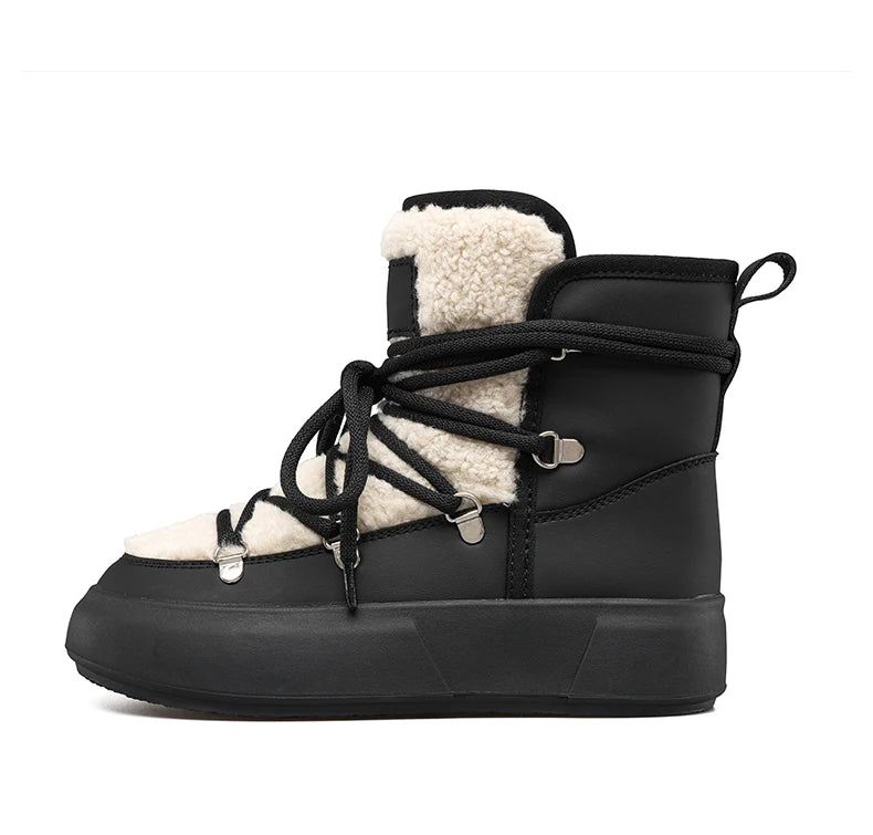 Smile Circle Women's Snow Boots – Winter Warm Plush Ankle Boots, Trendy & Casual Platform Shoes