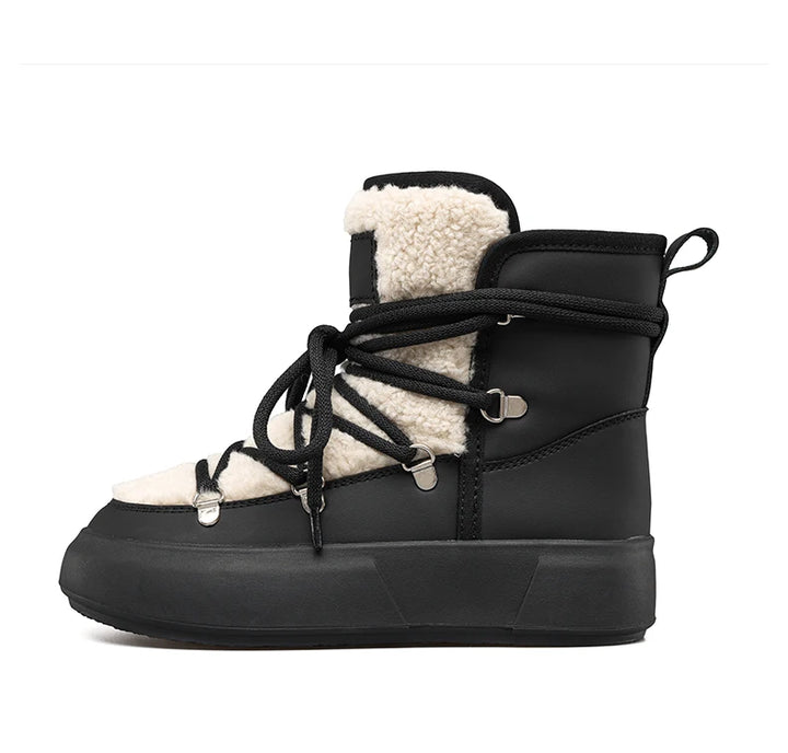 Smile Circle Women's Snow Boots – Winter Warm Plush Ankle Boots, Trendy & Casual Platform Shoes