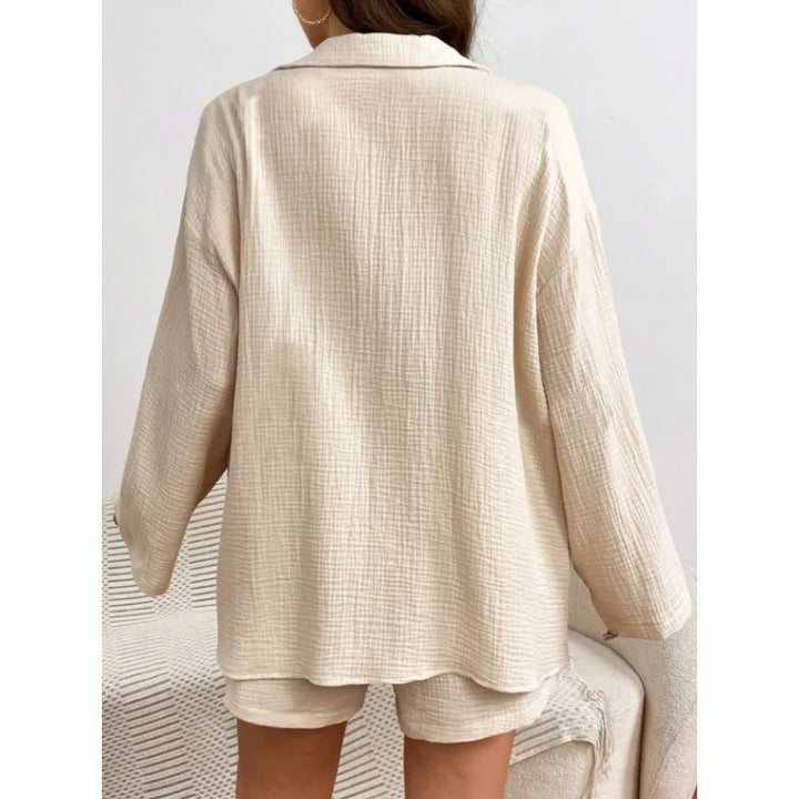 Women's Summer Two-Piece Linen Shorts Set  Casual Loose Fit