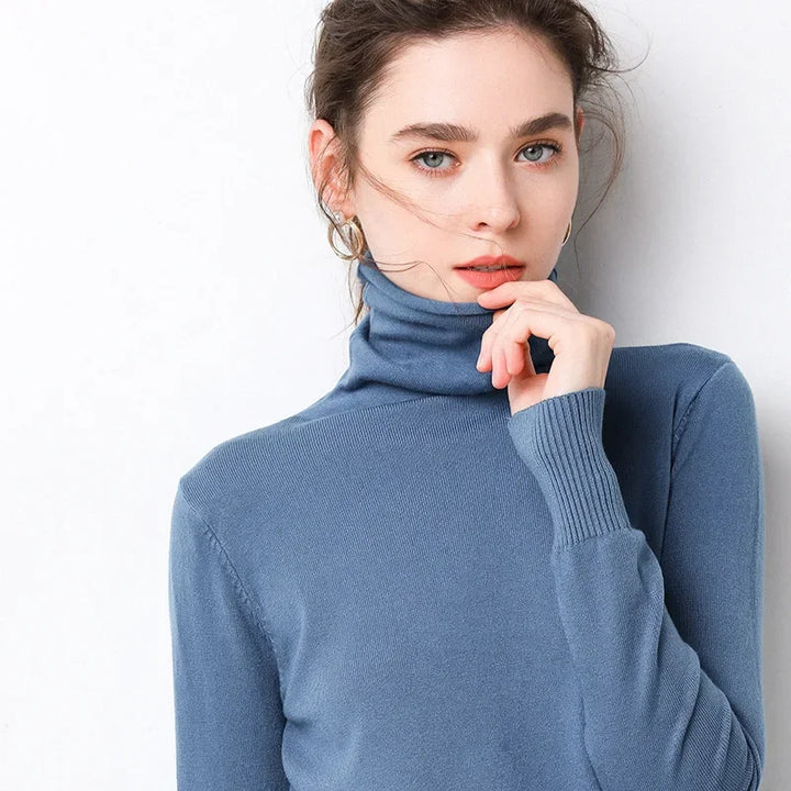 Women's Turtleneck Sweater – Warm Winter Slim Fit Korean Stretch Cashmere Pullover
