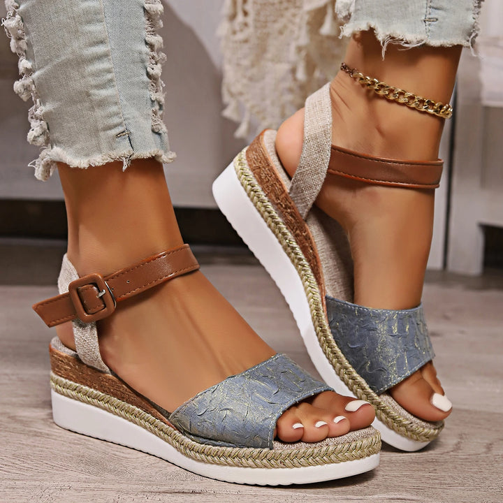 Women's Espadrille Wedge Sandals   Summer Openn Toe Roman Strap Sandals