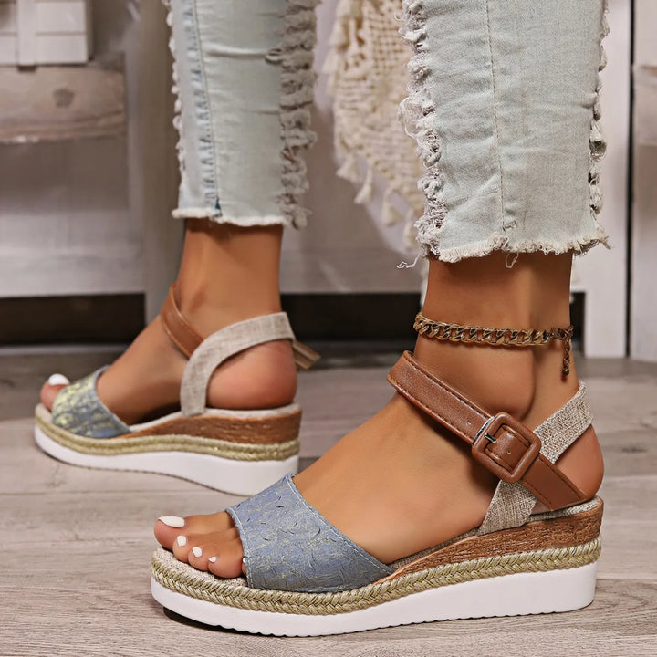 Women's Espadrille Wedge Sandals   Summer Openn Toe Roman Strap Sandals