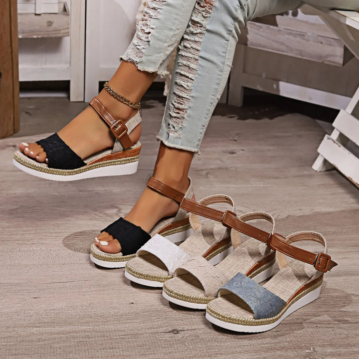 Women's Espadrille Wedge Sandals   Summer Openn Toe Roman Strap Sandals
